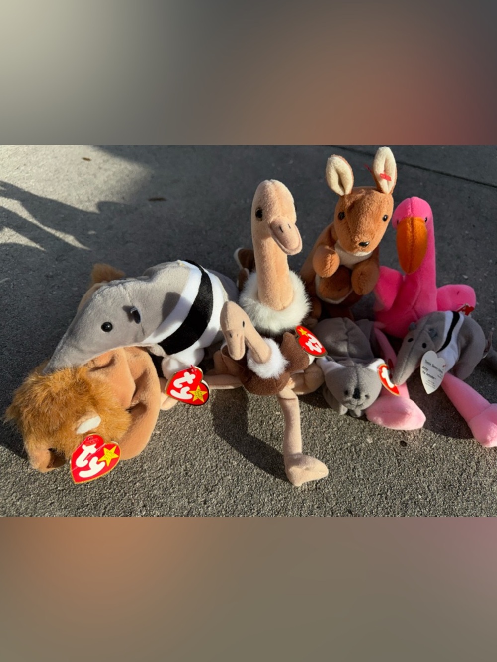 Ty Beanie Babies Bundle Lot 8 Pc w/ Tags Lion Ostrich Kangaroo Flamingo - Picture 2 of 4
